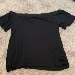 Black Off the Shoulder Short Sleeved Top